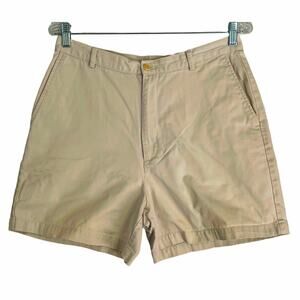 Lands End Shorts Womens Size 12 Tan Pockets Zip Close High Rise Cotton Classic